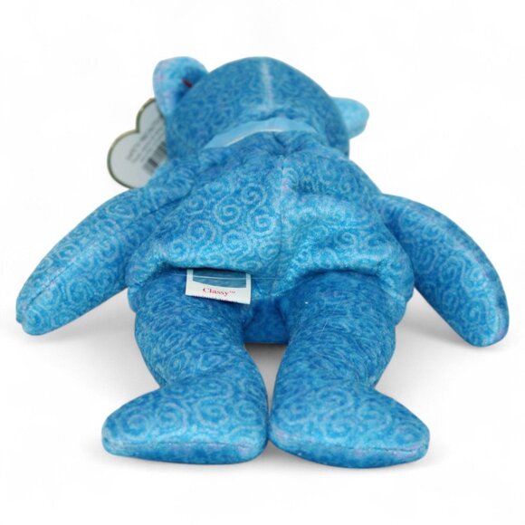 Ty Classy The Peoples Beanie Baby Bear Plush 8.5" Blue Collectible Stuffed Anima - Picture 7 of 9